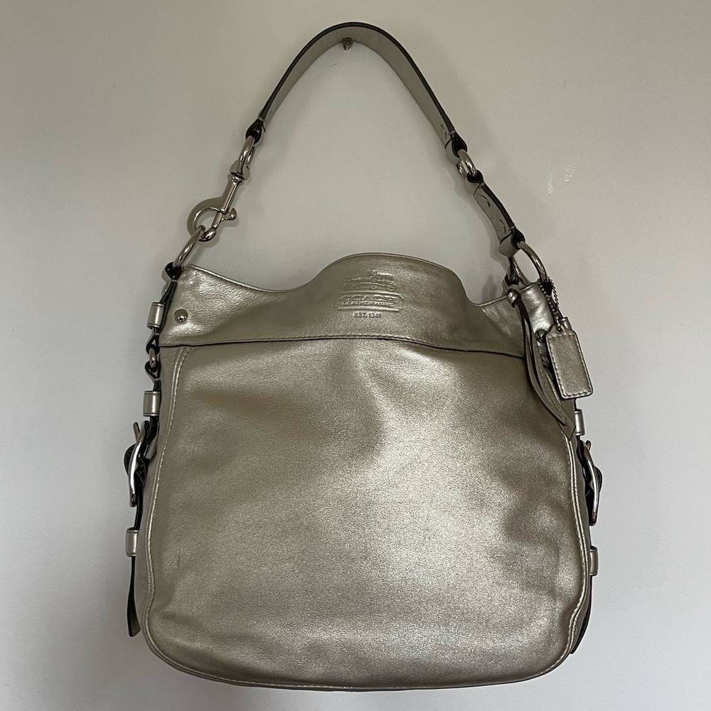 COACH Large Leather Zoe Platinum Handbag - Picture 2 of 5